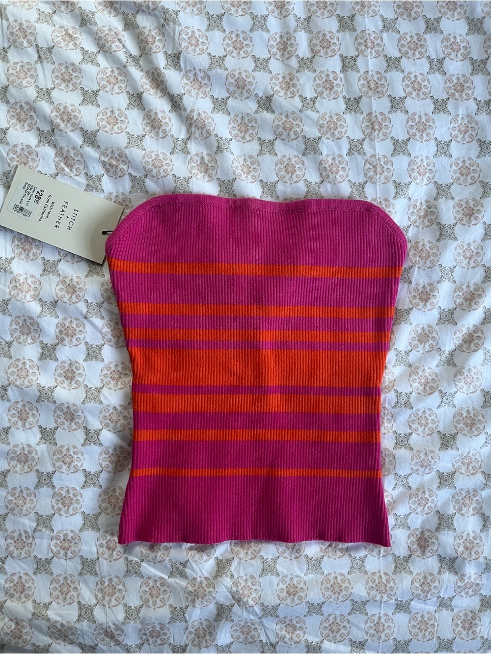 mustard seed Striped Tube Top in Fuchsia and Orange size small NWT